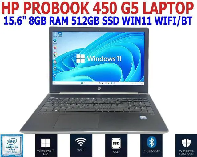 Main image of HP PROBOOK 450 G5 LAPTOP I5-8250U 15.6" 1.60GHZ 8GB RAM 512GB SSD WIN11 WIFI/BT EXTRAS