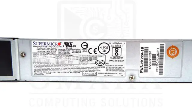 Alt view image 5 of 5 - SUPERMICRO PWS-2K22A-1R 2200W 1U REDUNDANT SERVER POWER SUPPLY 80+ TITANIUM TESTED WORKING