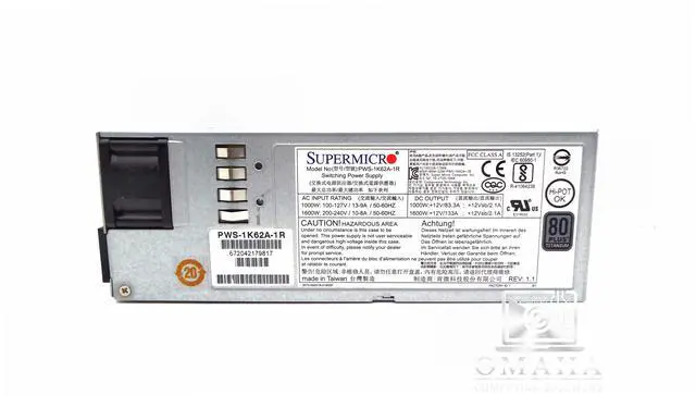 Main image of SUPERMICRO PWS-1K62A-1R 1000W/1600W 1U REDUNDANT HOT-SWAP SERVER PSU TESTED WORKING