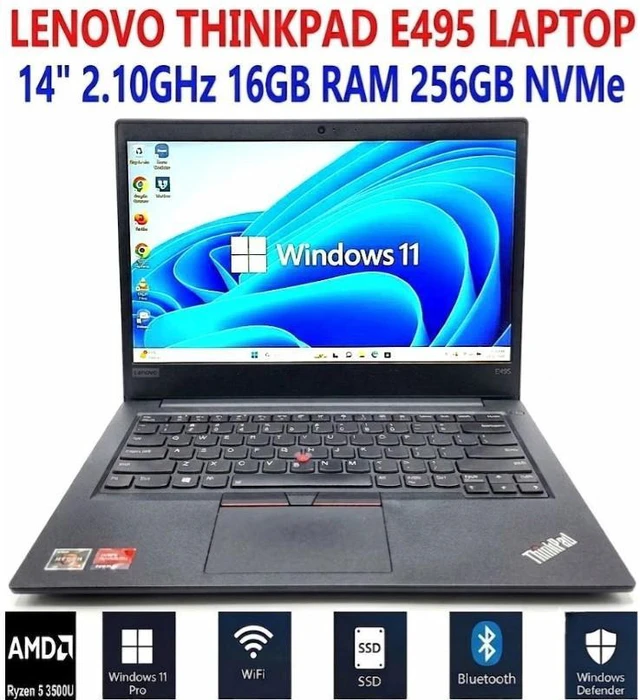 Main image of LENOVO THINKPAD E495 LAPTOP AMD RYZEN 5 3500U 14" 2.10GHz 16GB RAM 256GB NVMe WIN11 PRO WIFI