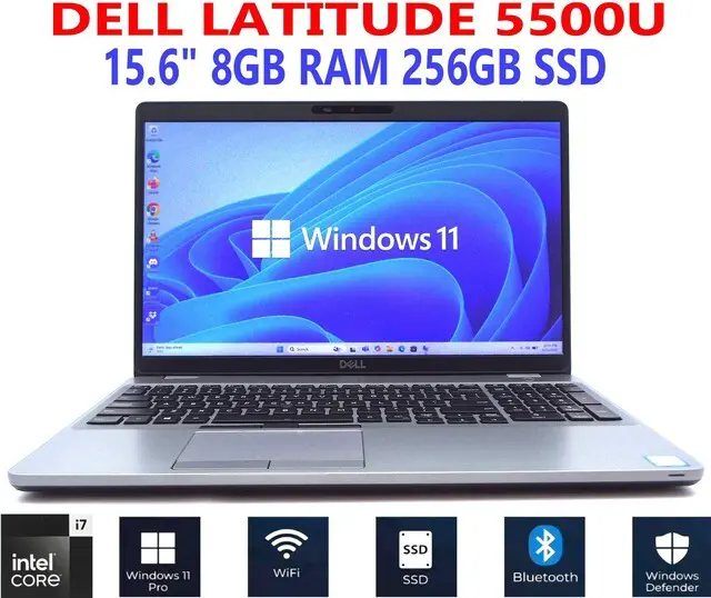 Main image of DELL LATITUDE 5500U i7-8665U 1.90GHz 15.6" 8GB RAM 256GB SSD WiFi/BT W11P EXTRAS