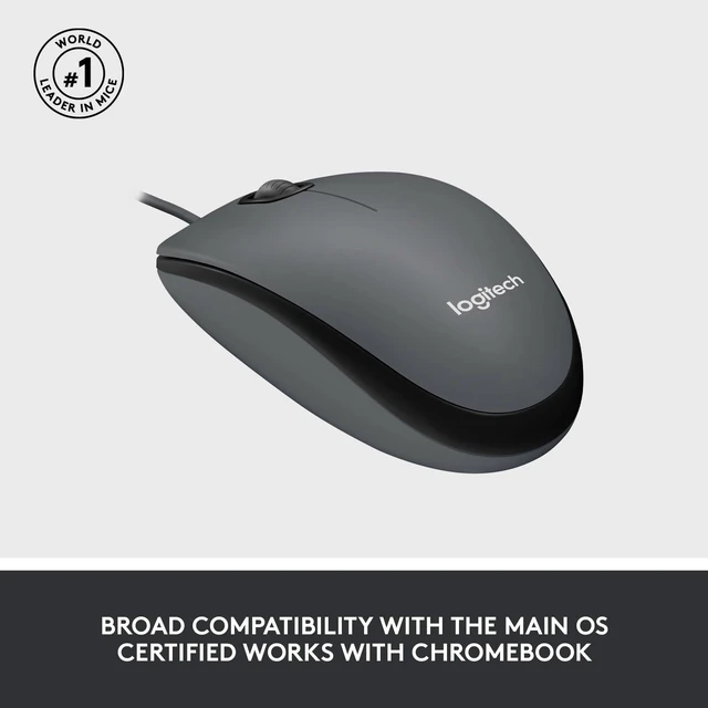 Alt view image 4 of 5 - Logitech M100 Wired USB Mouse, 3-Buttons,1000 DPI Optical Tracking, Ambidextrous, Compatible with PC, Mac, Laptop, Gray