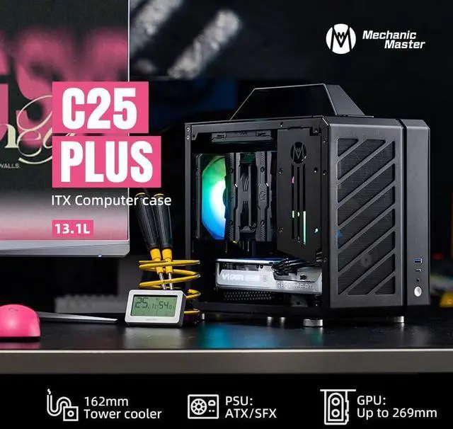 Alt view image 2 of 6 - Mechanic Master Cool Cube Series C25Plus Mini-ITX Case/Alumium/Steel/GPU Length Within 269mm, ATX14cm/SFX/L PSU Computer Case