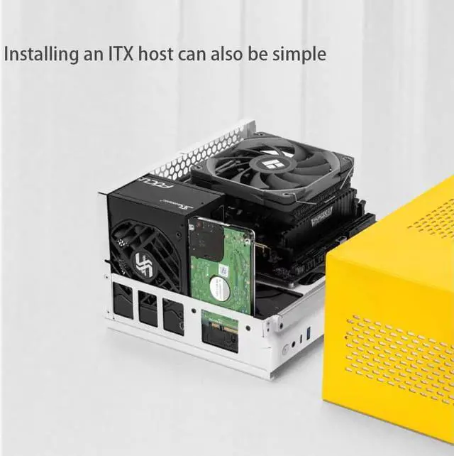 Alt view image 3 of 4 - Mechanic Master E24 Energy Box Portable Horizontal Desktop Computer SFX Aluminum Alloy NAS Small Case 6.9L/PCle4.0 GPU Riser Inc Yellow
