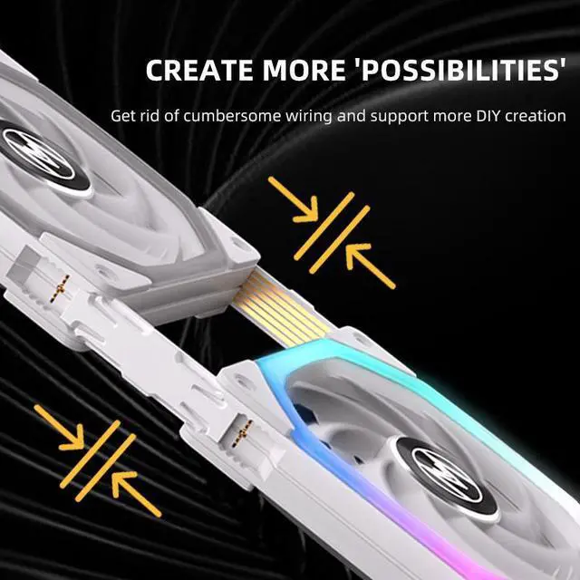 Alt view image 6 of 7 - Mechanic Master KaKaLock Magic Cableless Series KL120 - Kaka 120mm Fan Cableless PWM aRGB Fan  3 Packs White