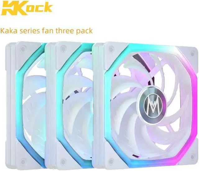 Main image of Mechanic Master KaKaLock Magic Cableless Series KL120 - Kaka 120mm Fan Cableless PWM aRGB Fan  3 Packs White