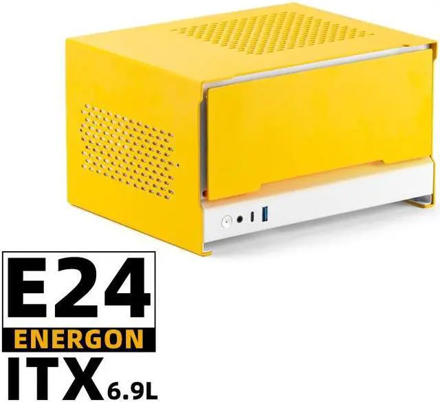 Main image of Mechanic Master E24 Energy Box Portable Horizontal Desktop Computer SFX Aluminum Alloy NAS Small Case 6.9L/PCle4.0 GPU Riser Inc Yellow