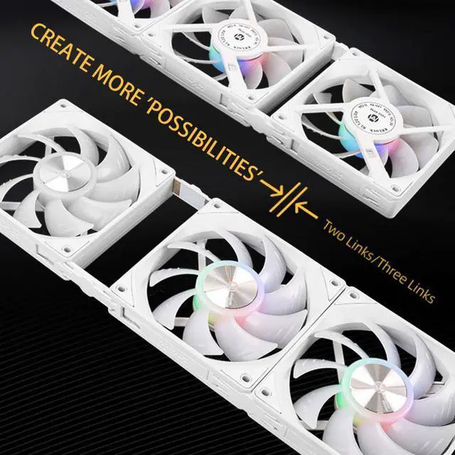 Alt view image 6 of 6 - Mechanic Master KaKaLock Magic Cableless Series KL120 -wild 120mm Fan Cableless PWM aRGB Fan   White 1 Pack