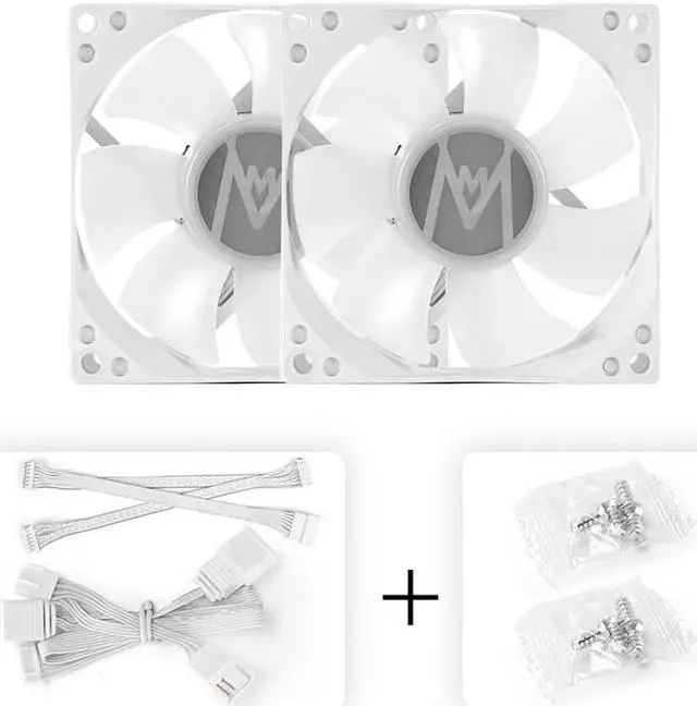 Main image of Mechanic Master 8025 80mm Fan ARGB PWM temperature controlled speed regulation 4pin-3pin series Silent Computer Cooling PC Case Fan  White 2 Packs
