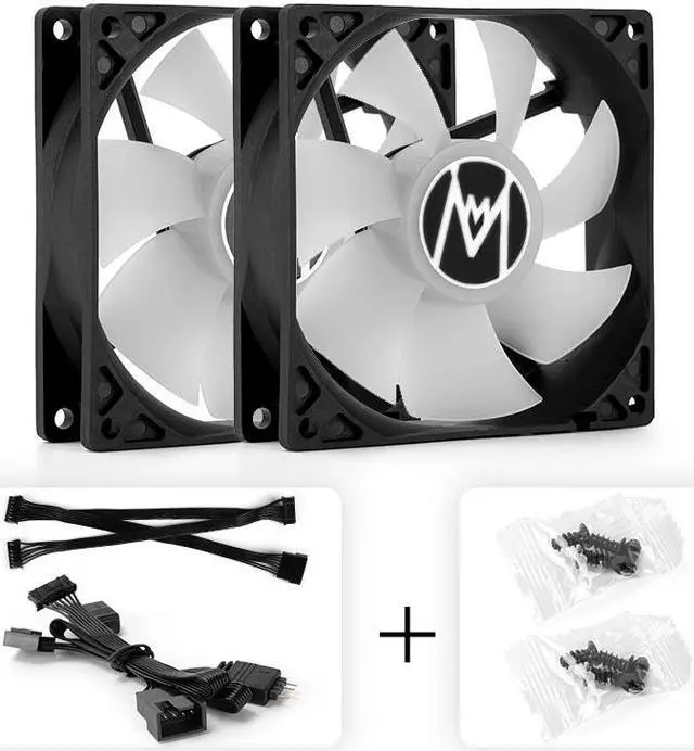 Main image of Mechanic Master 9025 90mm Fan ARGB PWM temperature controlled speed regulation 4pin-3pin series Silent Computer Cooling PC Case Fan  Black 2 Packs
