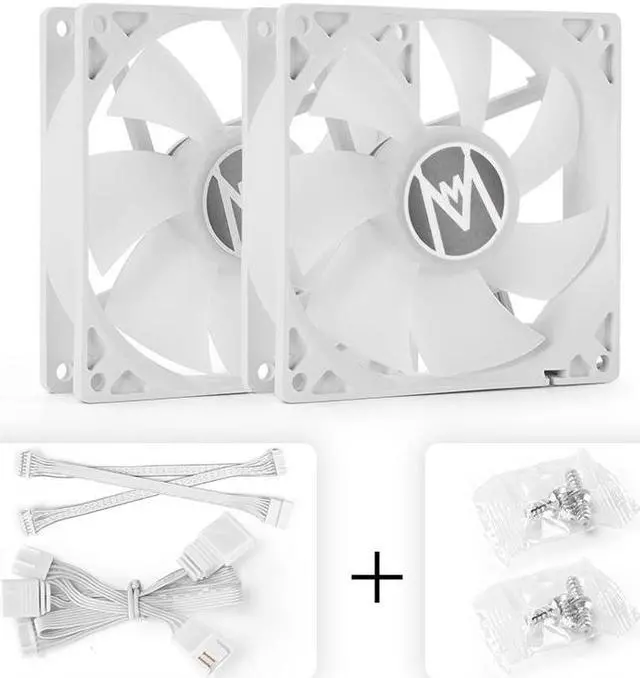 Main image of Mechanic Master 9025 90mm Fan ARGB PWM temperature controlled speed regulation 4pin-3pin series Silent Computer Cooling PC Case Fan  White 2 Packs