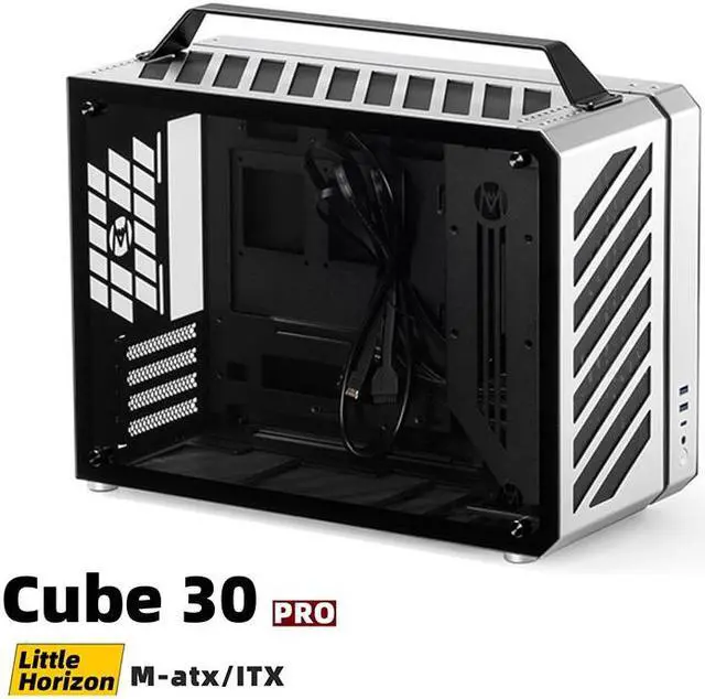 Main image of Mechanic Master C30Pro Compact MATX Case - Reverse Connector Motherboard Support, 360mm AIO Compatibility, RAM Cooling Fan Bracket, Portable Handle,4-Slot Design (Moonlight Silver)