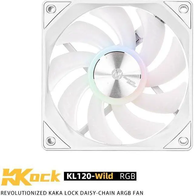 Main image of Mechanic Master KaKaLock Magic Cableless Series KL120 -wild 120mm Fan Cableless PWM aRGB Fan   White 1 Pack