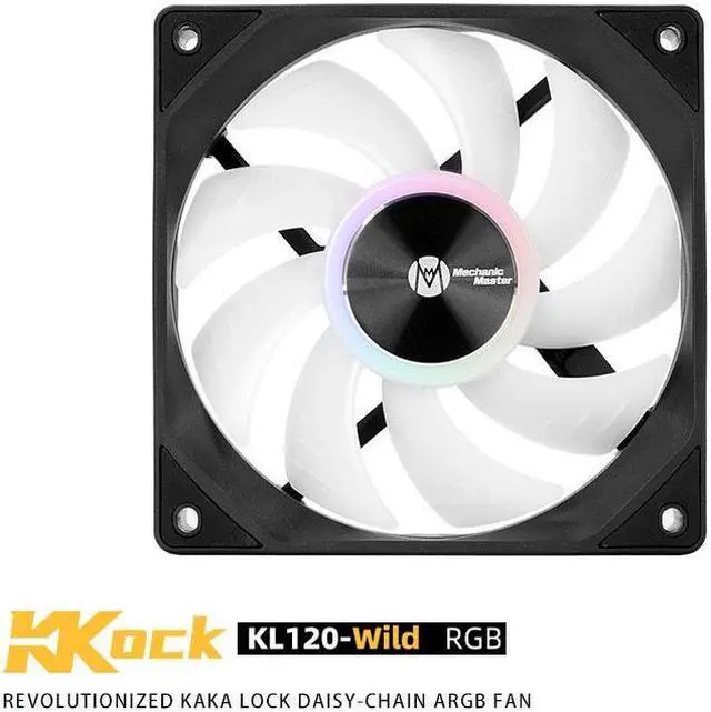Main image of Mechanic Master KaKaLock Magic Cableless Series KL120 -wild 120mm Fan Cableless PWM aRGB Fan  Black 1 Pack