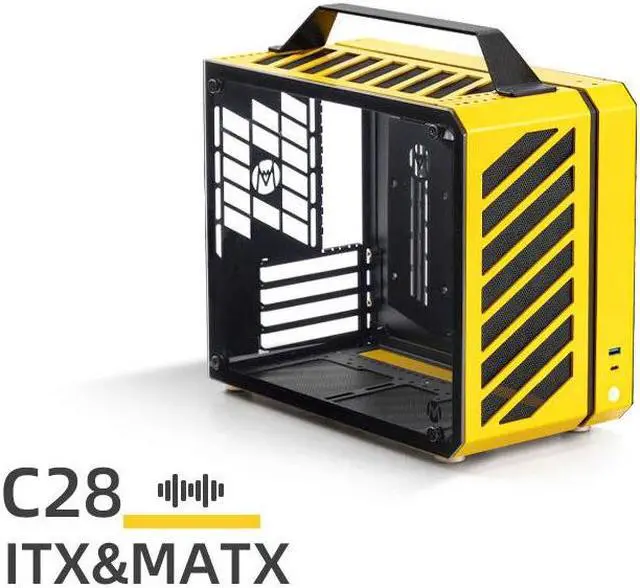 Main image of Mechanic master C28 case | 17.9L ultra-compact portable handle MATX compatible with 240 Aio /162mm air-cooler options SFX & ATX power supply compatible space-saving PC case Case (Vitality Yellow)