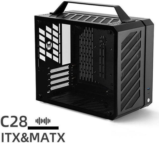 Main image of Mechanic master C28 case | 17.9L ultra-compact portable handle MATX compatible with 240 Aio /162mm air-cooler options SFX & ATX power supply compatible space-saving PC case Case (Elegant Black)