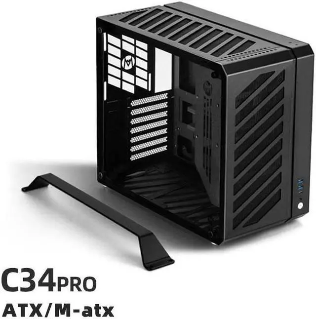 Main image of Mechanic master C34pro side penetrating 360 water-cooled eatx portable desktop computer aluminum alloy case Black