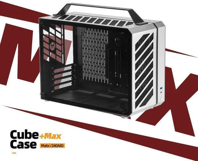 Main image of Mechanical Master C+Max Desktop Compact with Handle - MATX case,specially designed for longer GPUs, supporting 240 AIO and ATX14cm/SFX PSU, Multi-Function Bracket (HDD/Fan)  (Moonlight Silver)