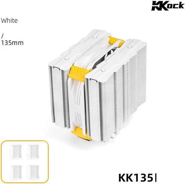 Alt view image 2 of 3 - Mechanic Master KK135 CPU Cooler 6 Heat 135mm Height Pipes Dual-Tower CPUAir Cooler with 120mm PWM Fan TDP 210W, CPU Fan for Intel 1700/1200/115X.AMD AM5/AM4 White
