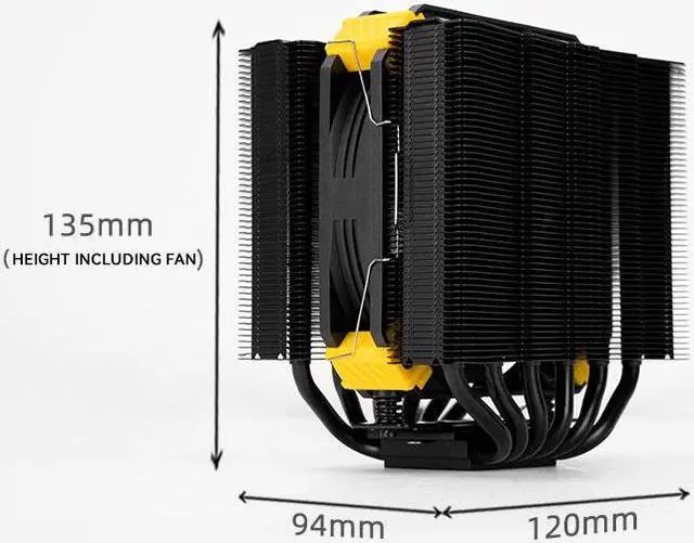 Alt view image 3 of 6 - Mechanic Master KK135 CPU Cooler 6 Heat 135mm Height Pipes Dual-Tower CPUAir Cooler with 120mm PWM Fan TDP 210W, CPU Fan for Intel 1700/1200/115X.AMD AM5/AM4