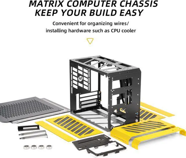 Alt view image 3 of 7 - Mechanic master C28 case | 17.9L ultra-compact portable handle MATX compatible with 240 Aio /162mm air-cooler options SFX & ATX power supply compatible space-saving PC case Case (Vitality Yellow)