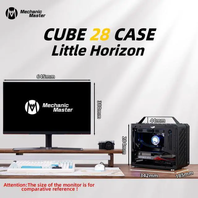 Alt view image 3 of 7 - Mechanic master C28 case | 17.9L ultra-compact portable handle MATX compatible with 240 Aio /162mm air-cooler options SFX & ATX power supply compatible space-saving PC case Case (Elegant Black)