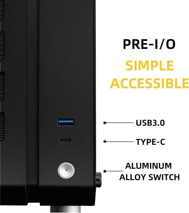 Alt view image 8 of 7 - Mechanic master C28 case | 17.9L ultra-compact portable handle MATX compatible with 240 Aio /162mm air-cooler options SFX & ATX power supply compatible space-saving PC case Case (Elegant Black)