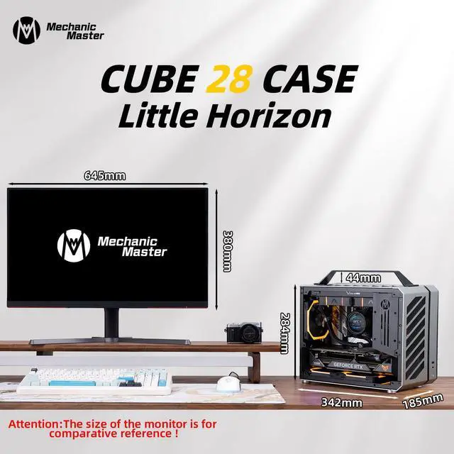 Alt view image 2 of 7 - Mechanic master C28 case | 17.9L ultra-compact portable handle MATX compatible with 240 Aio /162mm air-cooler options SFX & ATX power supply compatible space-saving PC case Case (Moonlight Silver)