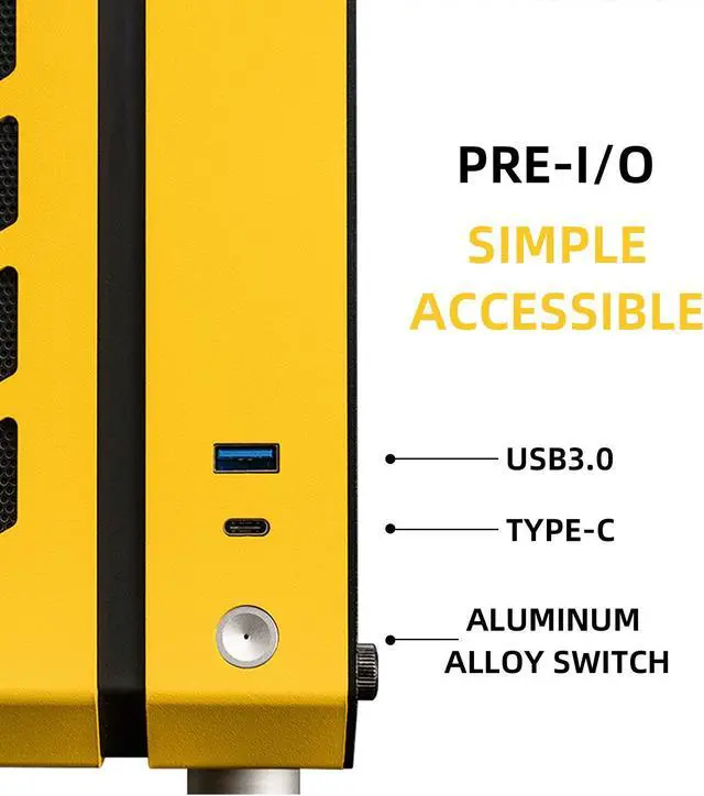 Alt view image 5 of 7 - Mechanic Master C24 Small Cube Sugar Mini-ITX Chassis / Alumium / Steel / Temered Glass ITX Small Form Factor Computer Case Yellow