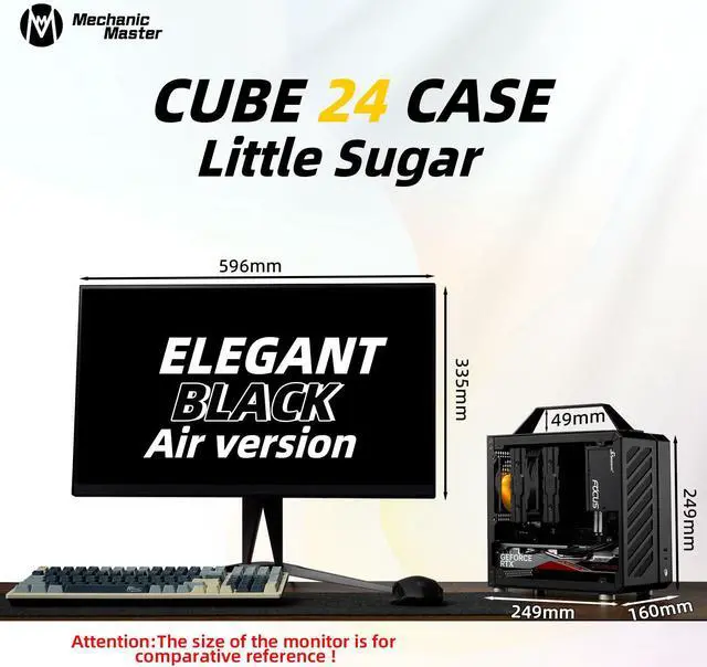 Alt view image 2 of 7 - Mechanic Master C24 Small Cube Sugar Mini-ITX Chassis / Alumium / Steel / Temered Glass ITX Small Form Factor Computer Case Black