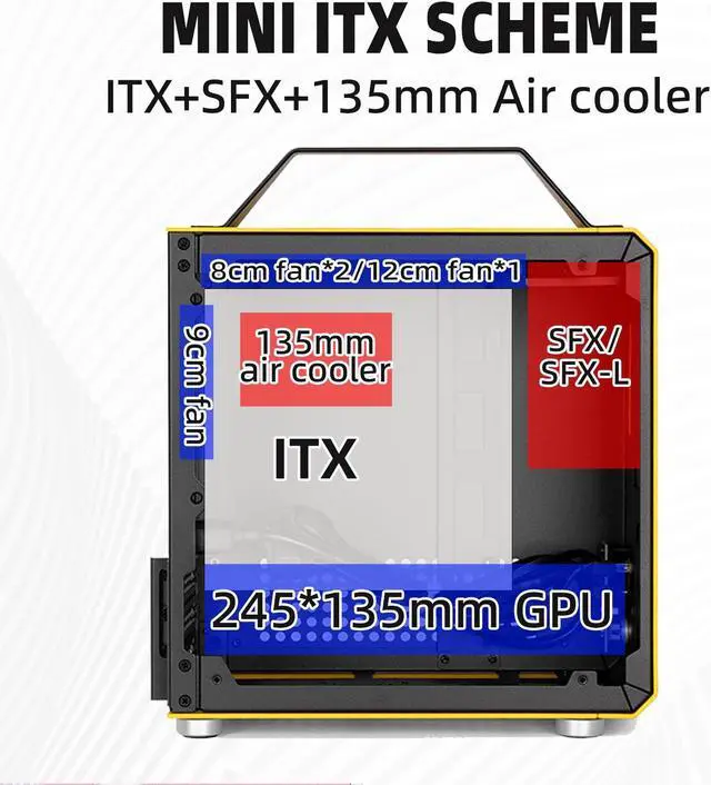 Alt view image 4 of 7 - Mechanic Master C24 Small Cube Sugar Mini-ITX Chassis / Alumium / Steel / Temered Glass ITX Small Form Factor Computer Case Black