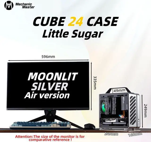 Alt view image 2 of 7 - Mechanic Master C24 Small Cube Sugar Mini-ITX Chassis / Alumium / Steel / Temered Glass ITX Small Form Factor Computer Case Silver