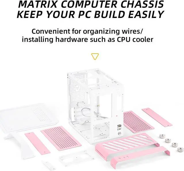 Alt view image 3 of 7 - Mechanic Master C24 Small Cube Sugar Mini-ITX Chassis / Alumium / Steel / Temered Glass ITX Small Form Factor Computer Case  Pink