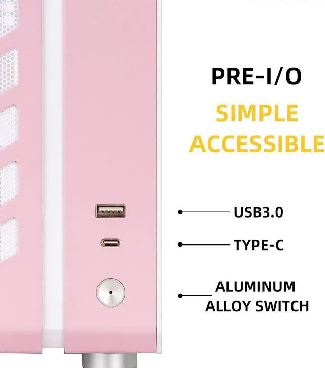 Alt view image 5 of 7 - Mechanic Master C24 Small Cube Sugar Mini-ITX Chassis / Alumium / Steel / Temered Glass ITX Small Form Factor Computer Case  Pink