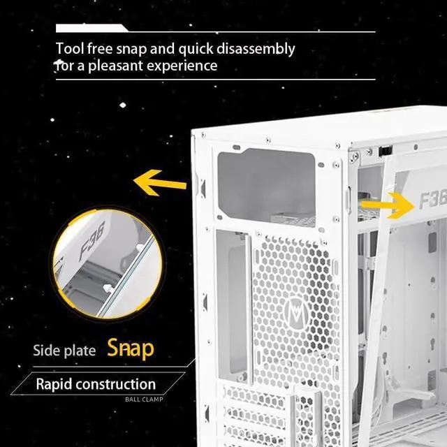 Alt view image 6 of 6 - Mechanic Master Flyer series F36 MATX case support BTF back plug motherboard 280 water-cooled 165MM air-cooled white
