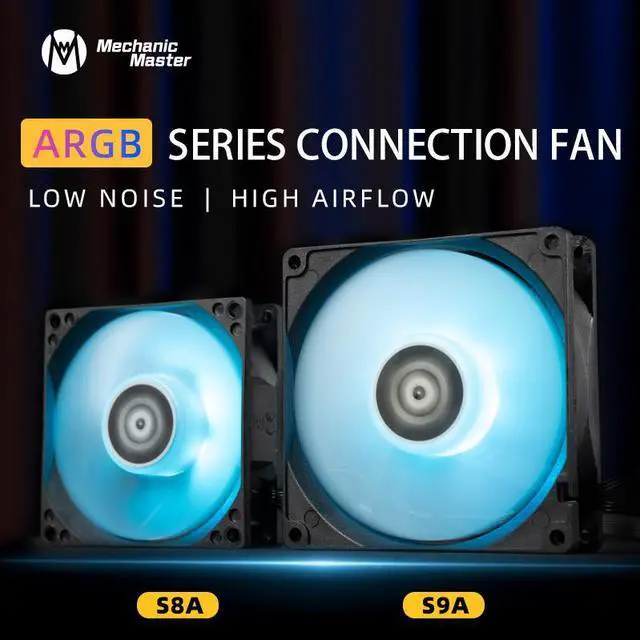 Alt view image 3 of 6 - Mechanic Master 9025 90mm Fan ARGB PWM temperature controlled speed regulation 4pin-3pin series Silent Computer Cooling PC Case Fan  Black 2 Packs
