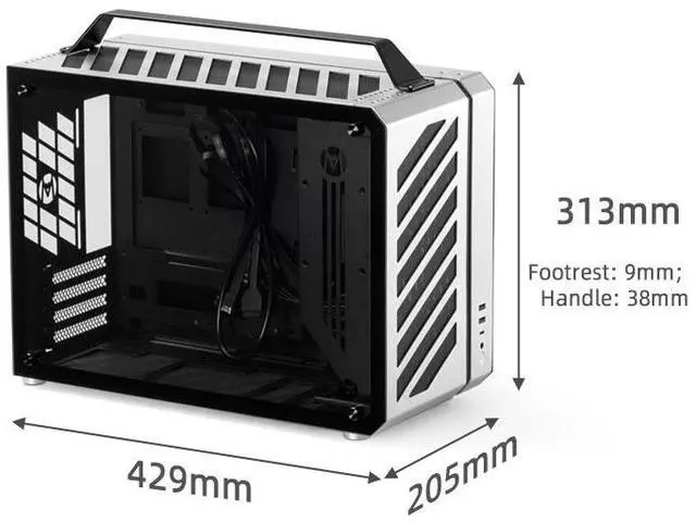 Alt view image 7 of 6 - Mechanic Master C30Pro Compact MATX Case - Reverse Connector Motherboard Support, 360mm AIO Compatibility, RAM Cooling Fan Bracket, Portable Handle,4-Slot Design (Elegant black)