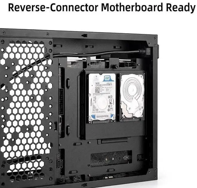 Alt view image 6 of 6 - Mechanic Master C30Pro Compact MATX Case - Reverse Connector Motherboard Support, 360mm AIO Compatibility, RAM Cooling Fan Bracket, Portable Handle,4-Slot Design (Elegant black)