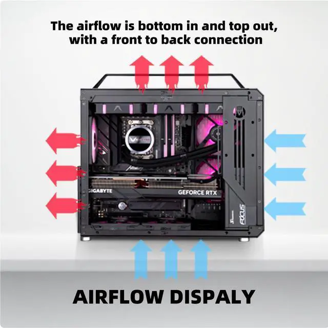 Alt view image 3 of 7 - Mechanic master C34pro side penetrating 360 water-cooled eatx portable desktop computer aluminum alloy case Black