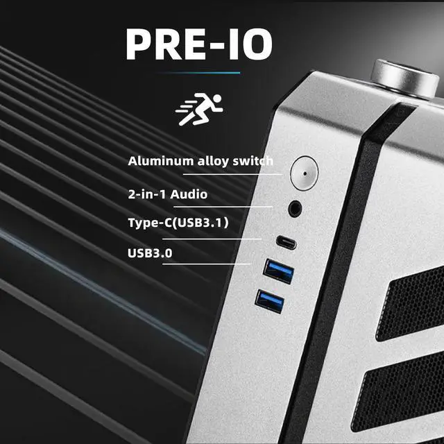 Alt view image 5 of 7 - Mechanic master C34pro side penetrating 360 water-cooled eatx portable desktop computer aluminum alloy case Black