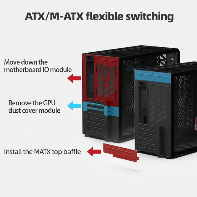 Alt view image 4 of 7 - Mechanic master C34pro side penetrating 360 water-cooled eatx portable desktop computer aluminum alloy case Silver