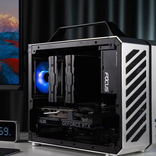 Alt view image 6 of 7 - Mechanic Master C26 Soundwave 13.3L Portable MATX Mini PC Case | Aluminum Chassis with Carry Handle, Supports SFX PSU, 310mm GPU, 135mm Tower Air Cooler, Compact Travel Deskt