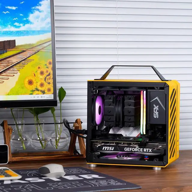 Alt view image 6 of 7 - Mechanic Master C24 Mini ITX PC Case, 9.9L Compact Chassis, Support 135mm Air Cooler, SFX PSU, 245mm Graphics Card, Multiple Color Options Yellow