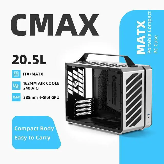 Alt view image 5 of 7 - Mechanic Master C+Max Compact MATX PC Case Aluminum Shell SPCC Frame Support 385mm GPU 240mm AIO ATX 14cm PSU Gaming Chassis