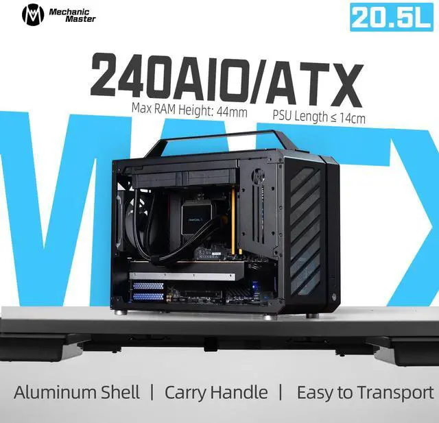 Alt view image 2 of 7 - Mechanic Master C+Max Compact MATX PC Case Aluminum Shell SPCC Frame Support 385mm GPU 240mm AIO ATX 14cm PSU Gaming Chassis