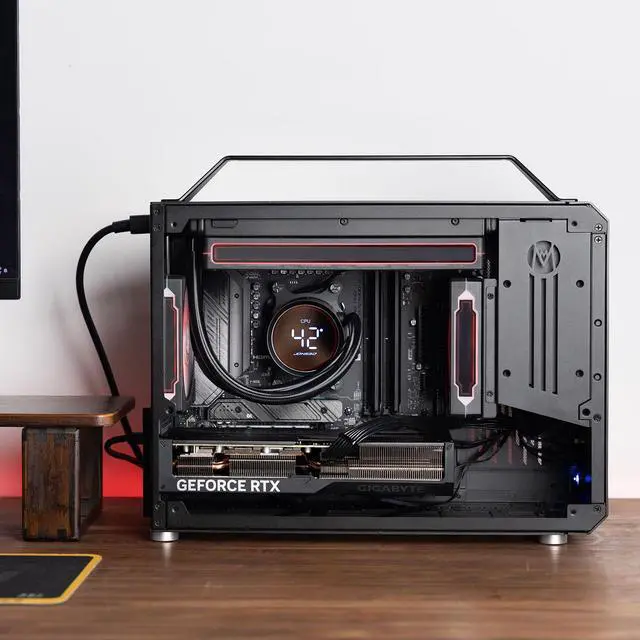 Alt view image 7 of 7 - Mechanic Master C+Max Compact MATX PC Case Aluminum Shell SPCC Frame Support 385mm GPU 240mm AIO ATX 14cm PSU Gaming Chassis