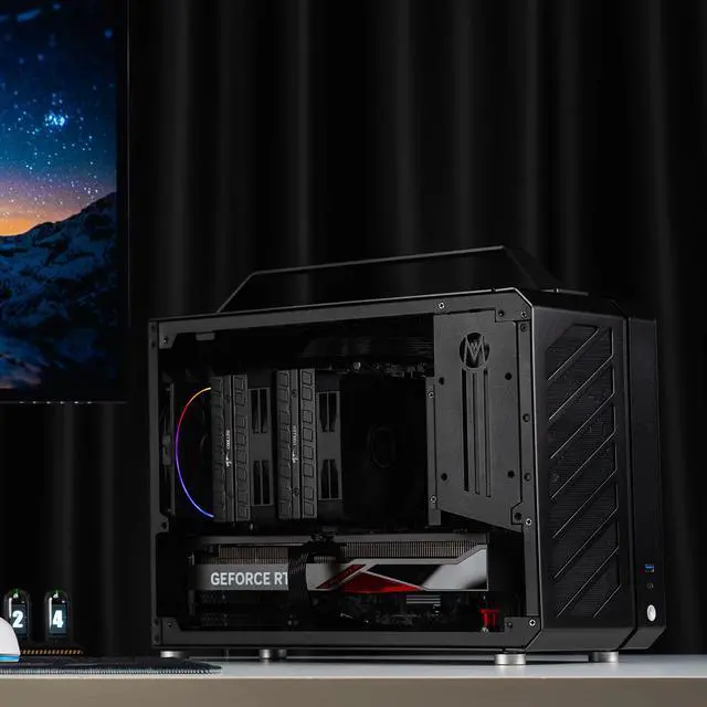 Alt view image 6 of 7 - Mechanic Master C+Max Compact MATX PC Case Aluminum Shell SPCC Frame Support 385mm GPU 240mm AIO ATX 14cm PSU Gaming Chassis