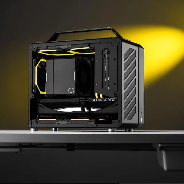 Alt view image 6 of 7 - Mechanic master C28 case | 17.9L ultra-compact portable handle MATX compatible with 240 Aio /162mm air-cooler options SFX & ATX power supply compatible space-saving PC case Case (Elegant Black)