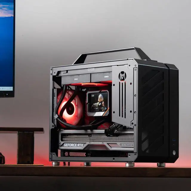 Alt view image 7 of 7 - Mechanic master C28 case | 17.9L ultra-compact portable handle MATX compatible with 240 Aio /162mm air-cooler options SFX & ATX power supply compatible space-saving PC case Case (Elegant Black)