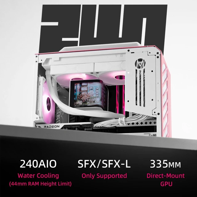 Alt view image 3 of 7 - Mechanic master C28 case | 17.9L ultra-compact portable handle MATX compatible with 240 Aio /162mm air-cooler options SFX & ATX power supply compatible space-saving PC case Case (Polar White)